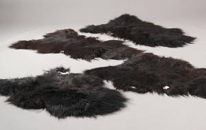 Fire økologiske islandske fåreskind - long wool. Farve BrownBlack. 2. og 3. sortering. 4