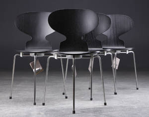 Arne Jacobsen, sæt af fire stole Myren, nye og ubrugte 4 