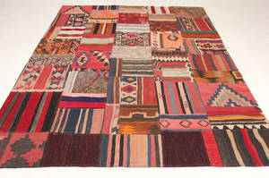 Persisk Shahsavand Patchwork Kelim 257 x 215 cm. 
