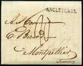 1814. Sort liniestempel ANGLETERRE 