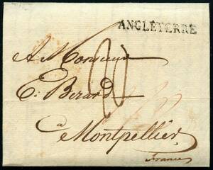 1814. Sort liniestempel ANGLETERRE –º