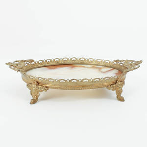 BORDSPLATEAU, mässing samt alabaster, 1800-tal
