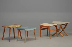 Fire skamler, teak og eg, 195060erne4