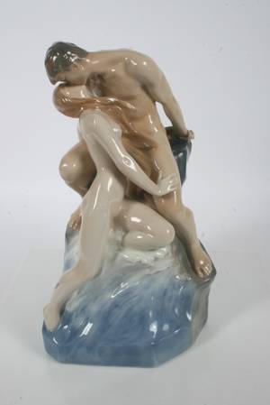 Royal Copenhagen Stor porcelænsfigur, Bølge og Strand, 1132. 2. sort
