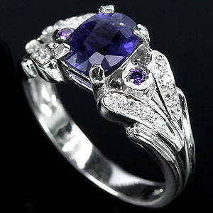 Iolit- safir- og zirkonring