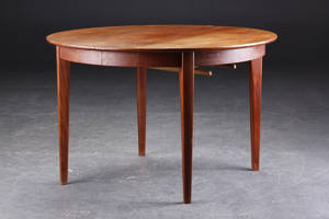 Cirkulært bord m. udtræk, teak, dansk møbeldesign. 4