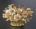 Brosche mit Brillanten und Farbsteinen