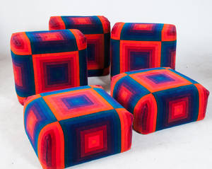 Satz von fünf Sitzhockern, Design Verner Panton für Mira X 5