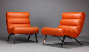 Par lænestole, orange skind 2