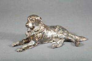 HUNDFIGURIN, GOLDEN RETRIEVER, VITMETALL, LÄNGD 25 CM