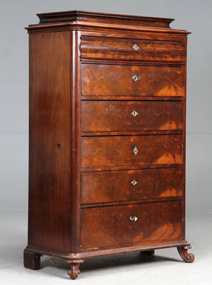 Chiffonniere m. københavnertop, mahogoni, 1800-tallets anden halvdel