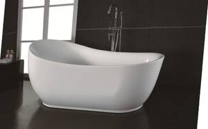Fritstående badekar, hvid, ovalorganisk formet