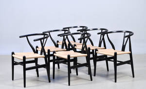 Hans J. Wegner. Sæt på seks Y-stole, model CH-24. 6