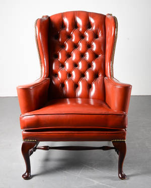 Wingbackchair, rött skinn