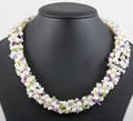 5 strand  amethyst,peridot,quartz,aquamarine  fresh water pearl necklace