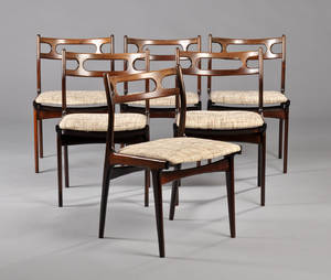Johannes Andersen. Sæt på seks stole af palisander 6