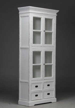 Vitrineskab, hvid antikbemaling