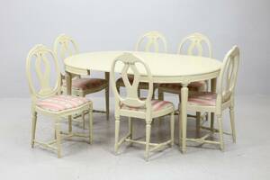 MATBORD, med STOLAR, 6 st, gustaviansk stil, 1900-tal