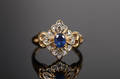 Guldring med safir och diamanter i 18k