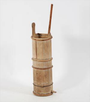 Smörkärna med stamp, allmoge, 1800-tal