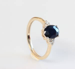 Safir- og brillant ring 