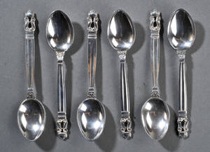 Georg Jensen. AcornKongemønster. Seks theskeer 6