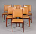 Johannes Andersen. Sæt på seks stole af honduras palisander 6