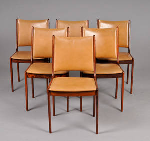 Johannes Andersen. Sæt på seks stole af honduras palisander 6