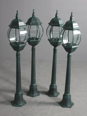 Fire havelamper, grønpatineret 4