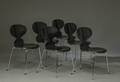 Arne Jacobsen. Seks Myrerstole, sortlakerede, model 3100. 6