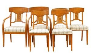 Karmstolar ett par samt stolar 4st, 1900-talets första hälft