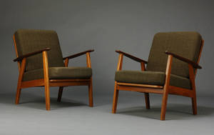 Dansk møbelproducent, par lænestol, teaktræ, 1960erne, egetræ 2