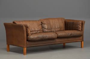 Dansk møbelproducent 2½ pers. sofa med brunt læder