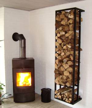 Væghængt brændestativ, H. 200 cm