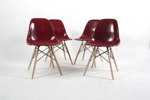Charles Eames Fire stole model DSW, vinrød glasfiber 4