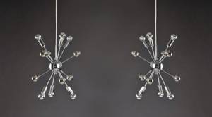 Sputnik. To Loftlamper pendler af forkromet metal. 2