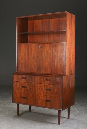 Sekretær  reolskab af palisander, Lyby møbler