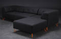 Nomad DOT modulsofa, betrukket med antrazitgråt filtuldstof, orange ben