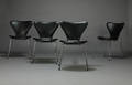 Arne Jacobsen. 7er stole, model 3107, sort læder, nybetrukket 4 