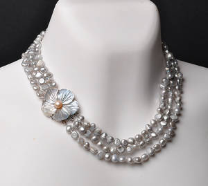 Halskæde med sølvgrå ferskvands kulturperler