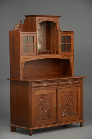 Buffét af egetræ, 1900-tallets start, 2-delt