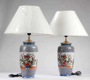 Et par kinesiske bordlamper af porcelæn 2