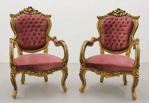 Karmstolar, ett par, rokokostil 2