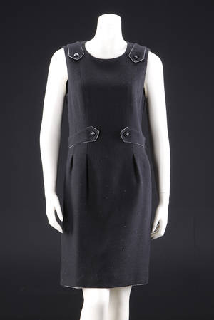 Chanelkjole sort uldbouclé str 40