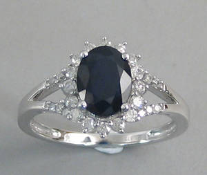Safir- og brillantring  