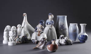 Samling figurer og vaser, porcelæn. Kgl.P.BG. 12
