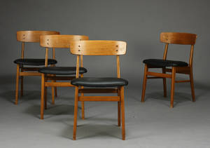Dansk møbelproducent, spisestole,teak bøgetræ, nybetrukket , 1960erne 4