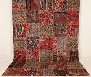 Persisk håndknyttet tæppe, patchwork, 357x257 cm.