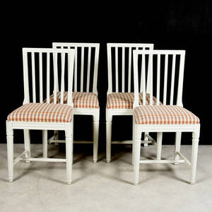 STOLAR, 4 st, bemålat trä gustaviansk stil, 1800-tal.