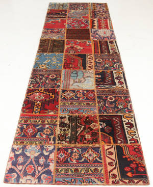 Persisk patchwork tæppe, 305x85 cm.